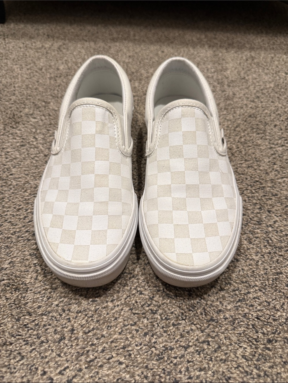 Vans Women's White/Ivory Checkerboard Slip-On Sneakers